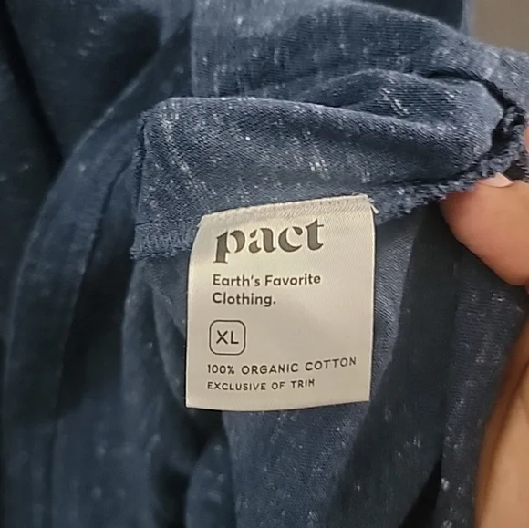 PACT XL Heathered Blue 100% Organic Cotton Short Sleeve T Shirt Dress Comfy - Picture 3 of 5